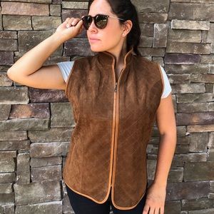 nubuck leather, honey brown vest.